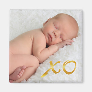 Hugs et baisers dans Gold Baby Photo Magnet