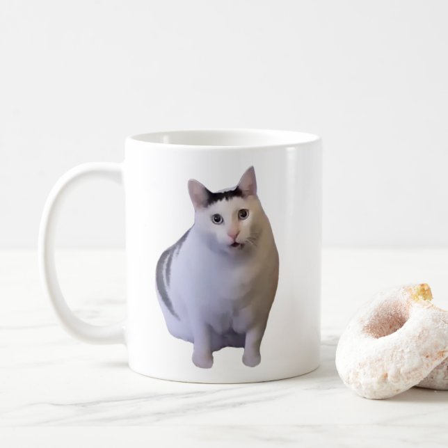 Huh Chat Mème Mug Double Côté (Avec donut)