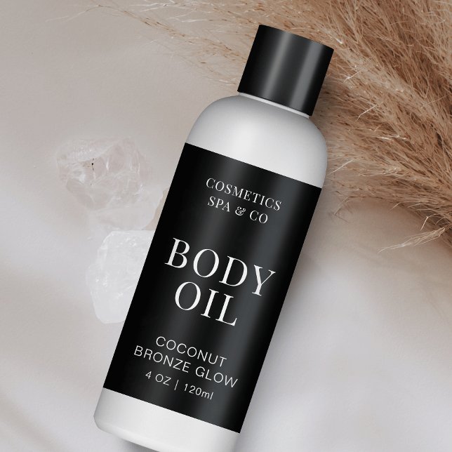 Huile corporelle minimale 4 OZ Cosmo Étiquette d'e (Minimalist skincare packaging design 4 OZ cosmetic bottle labels)