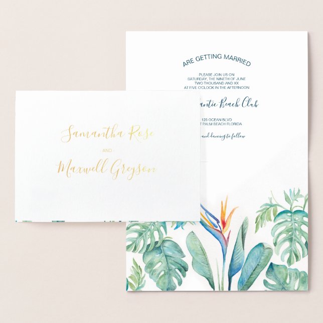 Huile de Faire-part de mariage d'aquarelle tropica (Affichage)