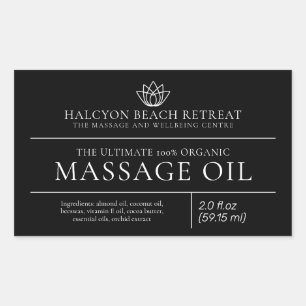 Huile de massage beauté noire étiquette d'ingrédie