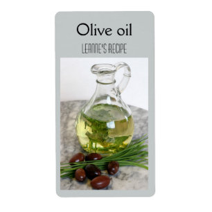 Huile d'olive et étiquette de ciboulette