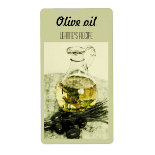 Huile d'olive et étiquette de ciboulette