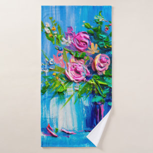 Huile peignant un bouquet de roses. Stage impressi