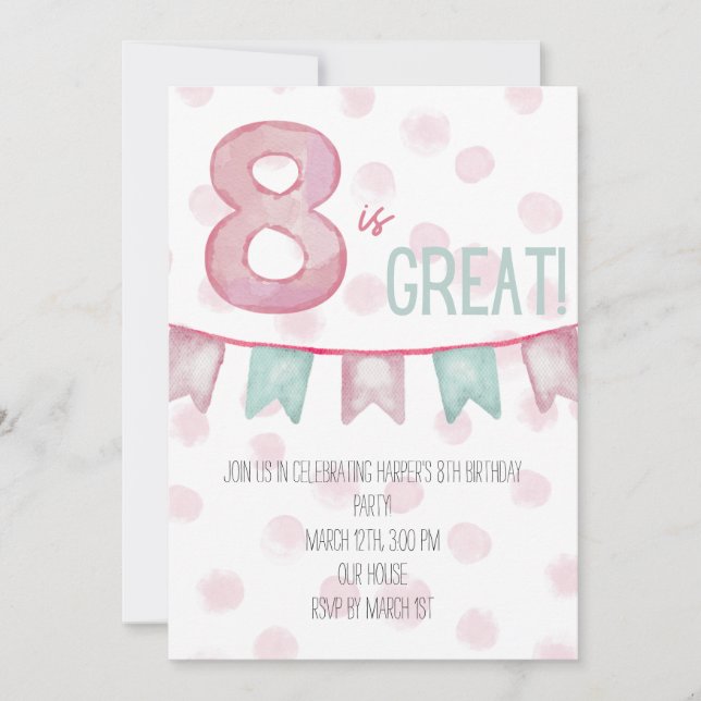 Huit ans, c'est une super invitation d'anniversair (Devant)