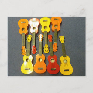 Huit cartes postales Ukulélé rouge orange jaune