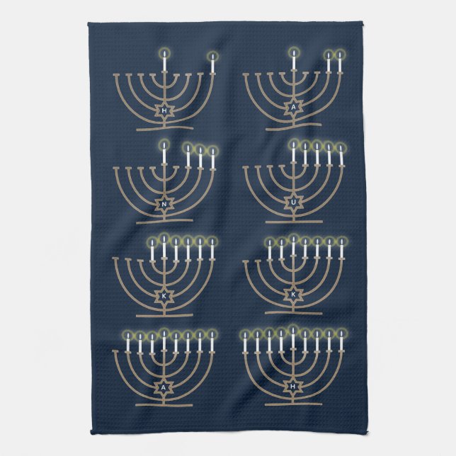 Huit Hanoukka Nights Serviette de cuisine (Vertical)