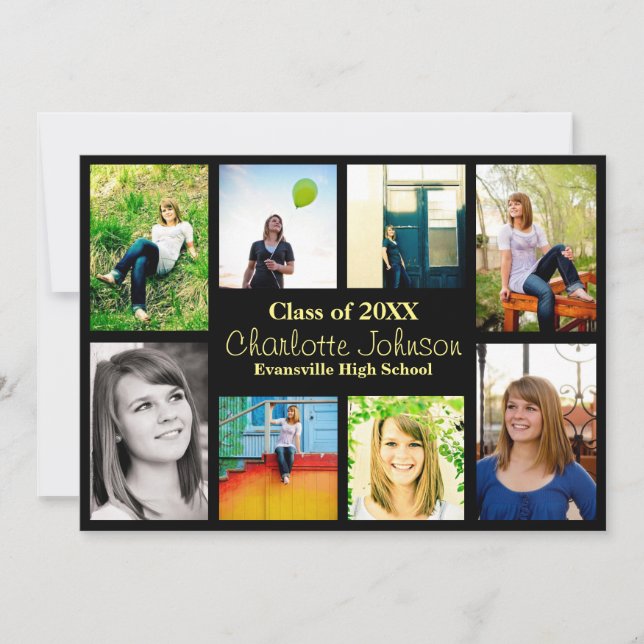 Huit/Neuf Photos Faire-part de graduation - Noir (Devant)