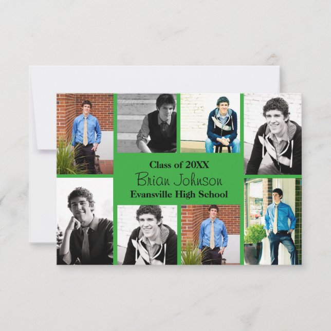 Huit/Neuf Photos Vert - 3x5 Grad Faire-part (Devant)