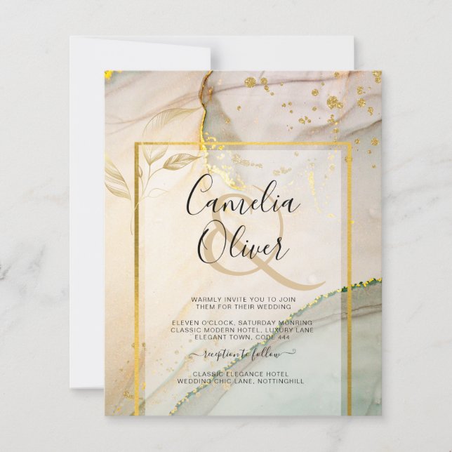 Huitre Perle Or MARIAGE Encre à alcool Abstrait (Devant)