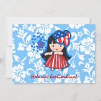 Hula Americana Hula Girl Invitations patriotiques