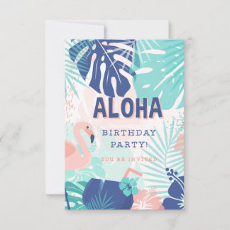 Hula Hawaiian Luau Thème Anniversaire Invitation