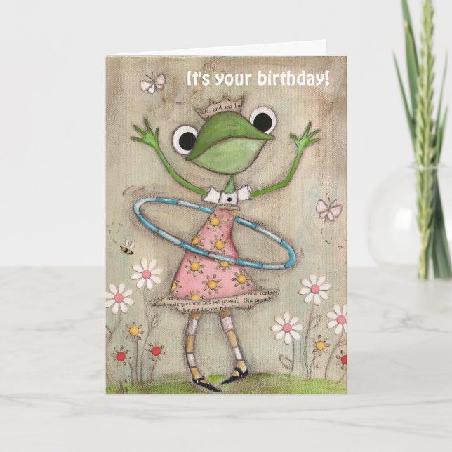 Hula Hoop Frog - Carte d'anniversaire (Devant)