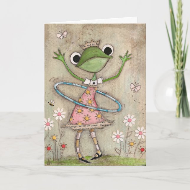 Hula Hoop Frog (version 2) - Carte d'anniversaire (Devant)