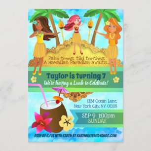 Hula sur les invitations pour l'anniversaire de Lu