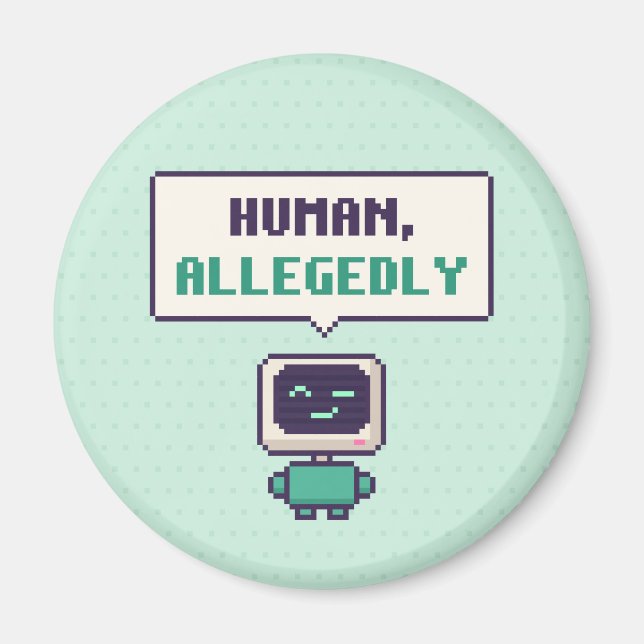 Humain, prétendument drôle, aimant pixel AI (Devant)