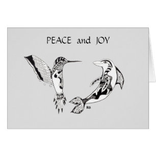 Hummingbird and Dolphin Christmas Card