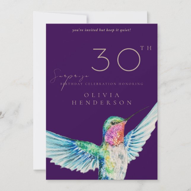Hummingbird ANY Surprise Birthday Invitation (Devant)