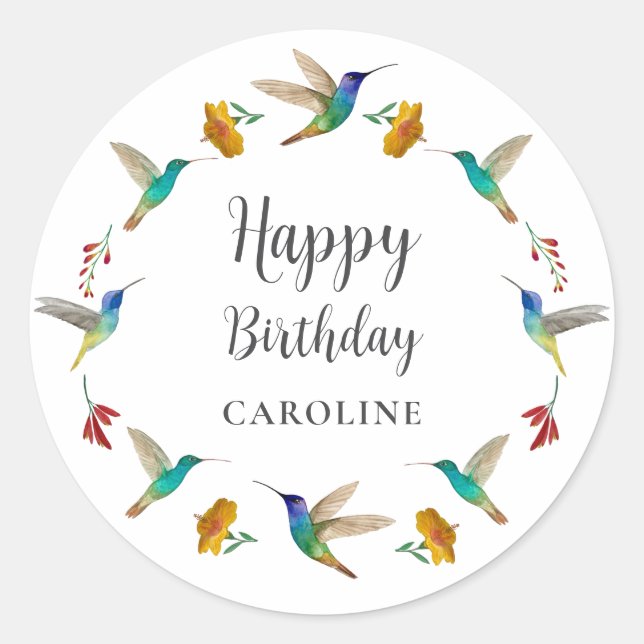 Hummingbird Custom Birthday Sticker (Devant)
