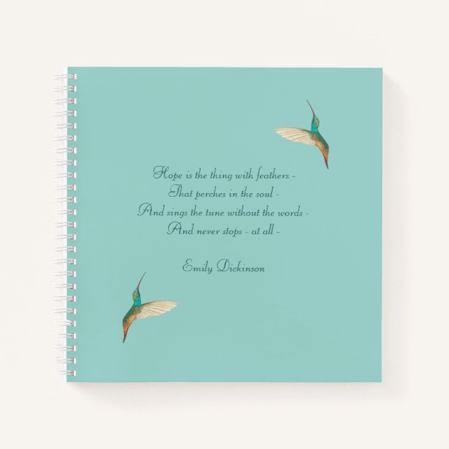 Hummingbird Journal avec Emily Dickinson Citation (Devant)