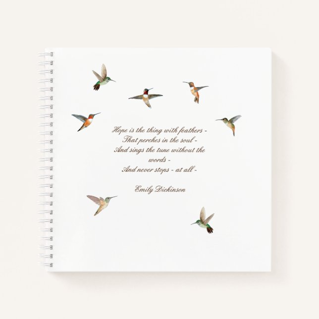Hummingbird Journal avec Emily Dickinson Citation (Devant)