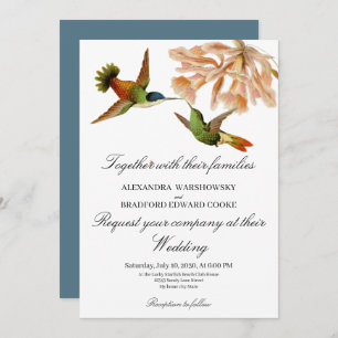 Hummingbird Lily Aquarelle Bleu Blanc Mariage