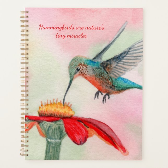 Hummingbird watercolor art planner (Devant)