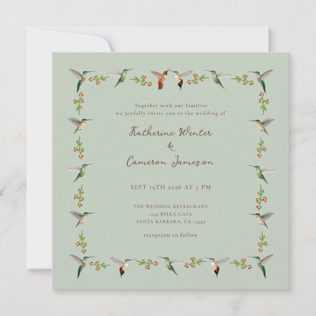 Hummingbird Wedding Invitation (Devant)