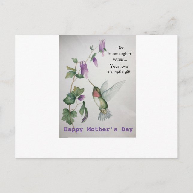Hummingbird Wings Mothers Day Carte postale Joyful (Devant)