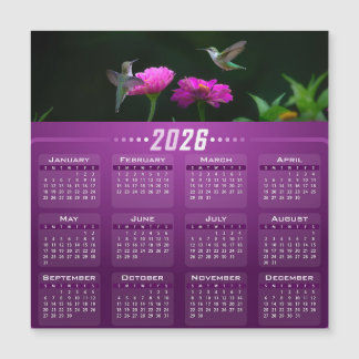 Hummingbirds In Garden Magnetic Calendar Card