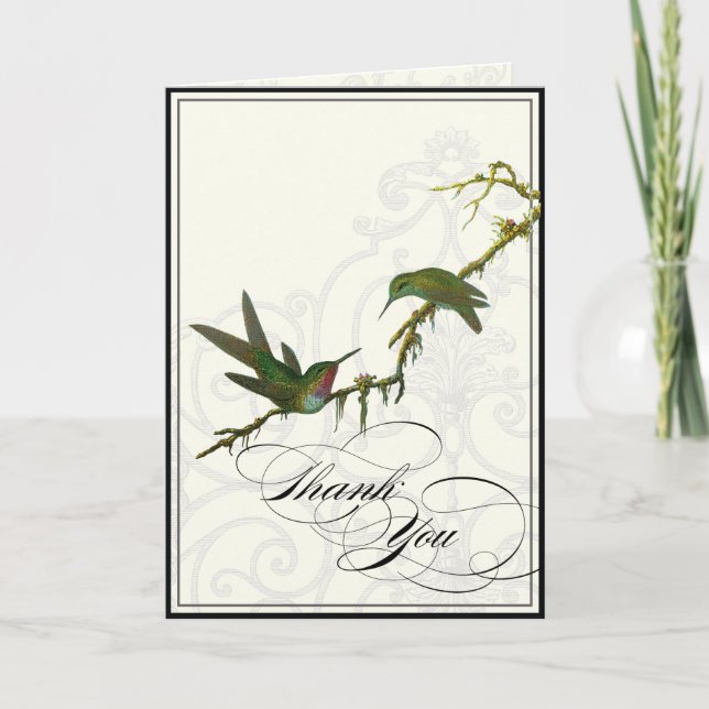 Hummingbirds in Swirls - Mariage Merci Notes (Devant)