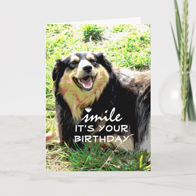humour de carte d'anniversaire pour chien mignon s (Devant)