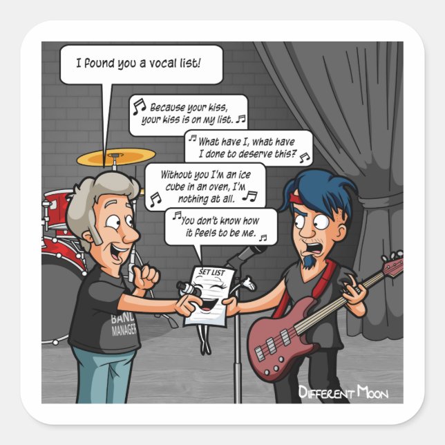 Humour de musique vocaliste Stickers Carré de jeu  (Devant)