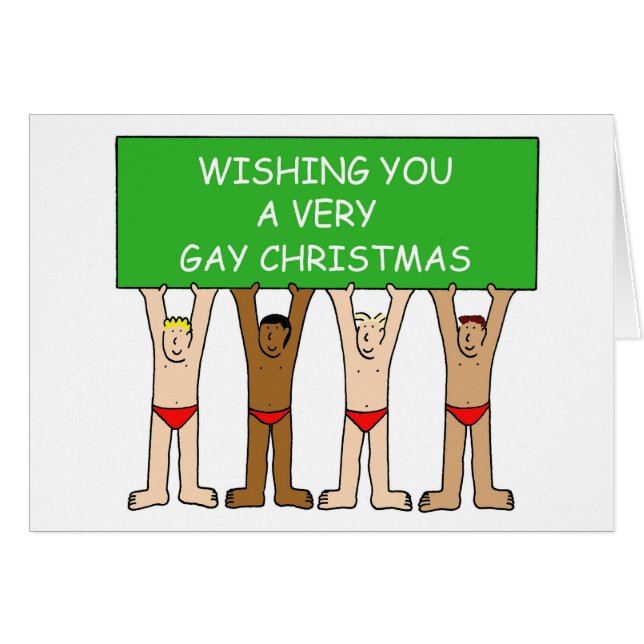 Humour de Noël Gay Cartoon Men in Underpants (Devant horizontal)