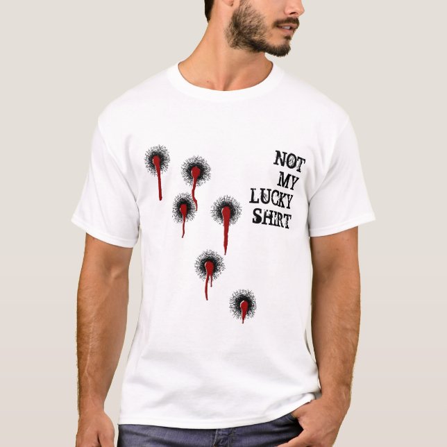 Humour drôle chanceux de T-shirt de trou de balle (Devant)