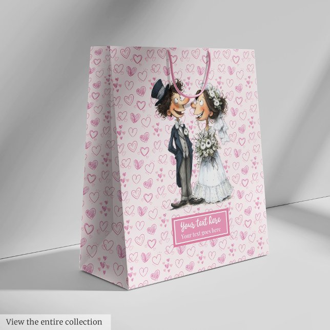 Humour Mariage de sac cadeau de mariée aquarelle (Watercolor Bride Groom Gift Bag Wedding Humor)