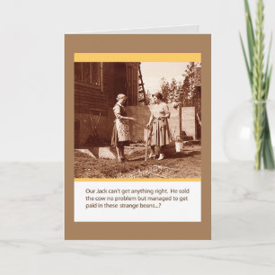 humour vintage, carte 'Jack's beans'