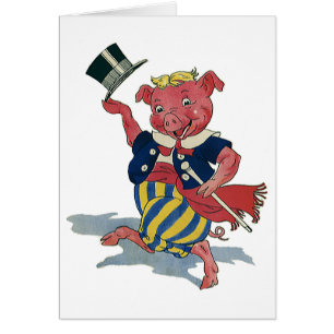 Humour Vintage, Cochon Heureux qui Danse