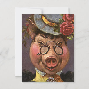 Humour Vintage, Dame Cochon Victorienne Ridicule e