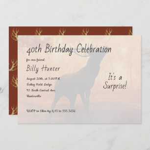 Hunter Antlers Surprise Anniversaire Invitation