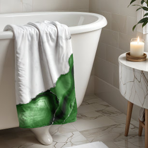 Hunter Green Agate Marbre blanc Parties scintillan