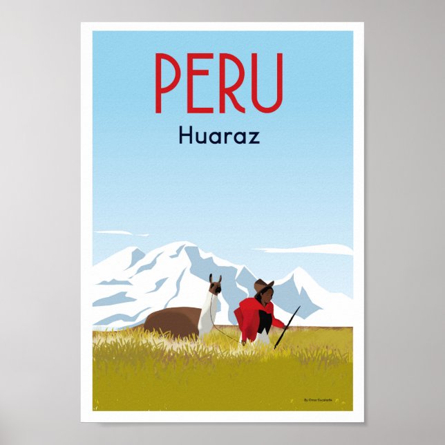 Huraz Pérou | Poster Vintage voyage | Matt amélior (Devant)