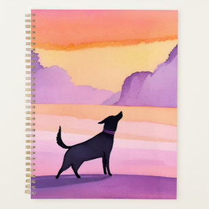Hurlement de chien   Silhouette aquarelle de chien