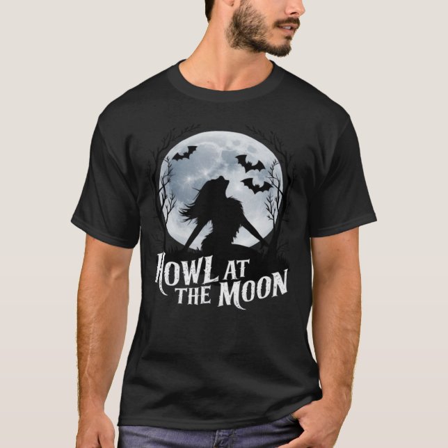 hurler au t-shirt de l'halloween de la lune (Devant)