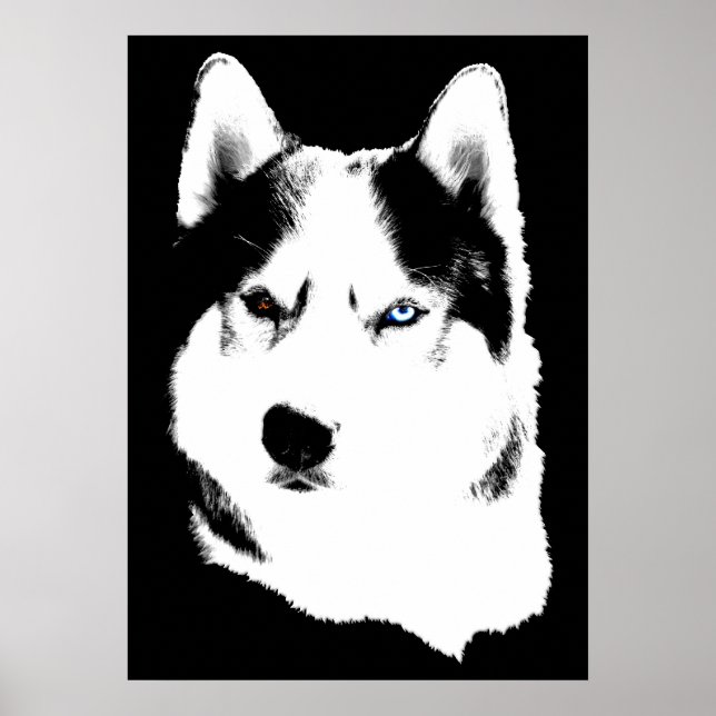 Husky Art Print Sled Dog Art Poster Husky Cadfts (Devant)