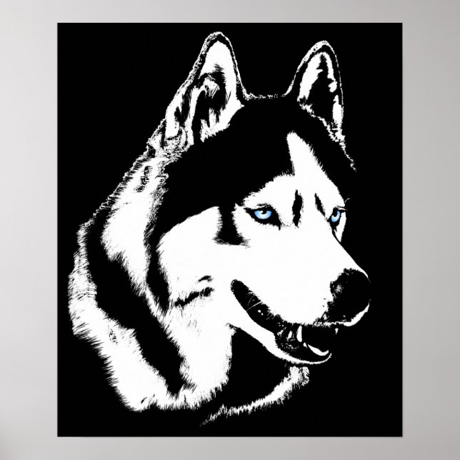 Husky Art Print Sled Dog Art Poster Husky Cadfts (Devant)