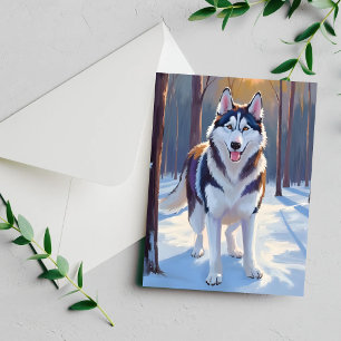 Husky Carte de peinture aquarelle pour animaux d