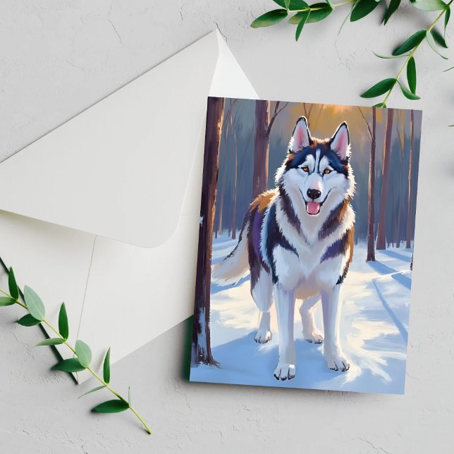 Husky | Carte de peinture aquarelle pour animaux d (Créateur téléchargé)