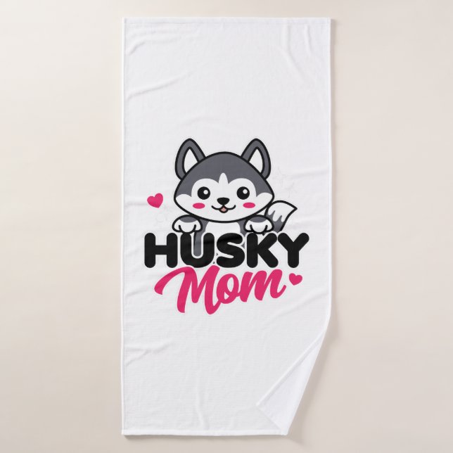 Husky Chig Maman Cute Kawaii Design (Serviette de bain)