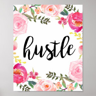 Hustle, Art Imprimé, Poster Motivationnel, Bureau